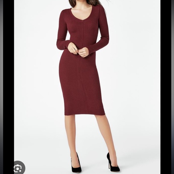 JustFab Red Ribbed Full Back Zip Bodycon Dress - Picture 1 of 8